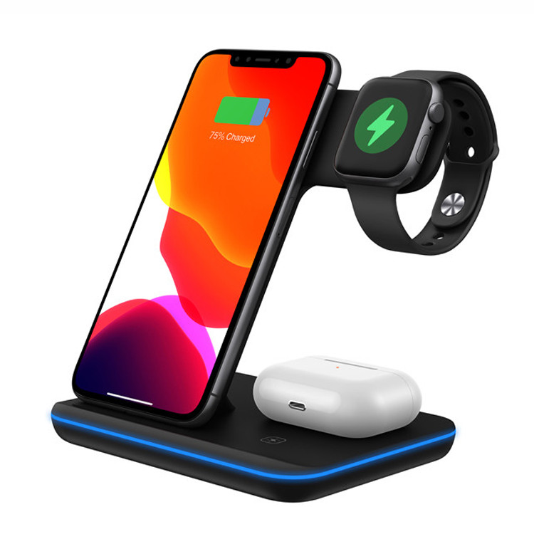 Бездротова зарядка стенд Smart Z5 Fast 15W (iPhone+Apple Watch+AirPods)