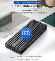 Зовнішня кишеня для M2 SSD NVMe (PCIe) і NGFF (Sata) USB 3.1 Type-C Blueendless 2807SN Original, фото 7