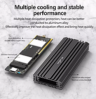 Зовнішня кишеня для M2 SSD NVMe (PCIe) і NGFF (Sata) USB 3.1 Type-C Blueendless 2807SN Original, фото 11