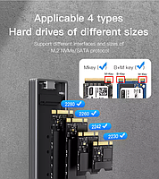 Зовнішня кишеня для M2 SSD NVMe (PCIe) і NGFF (Sata) USB 3.1 Type-C Blueendless 2807SN Original, фото 9