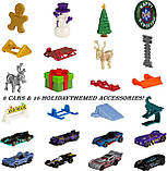 Набір Hot Wheels Адвент Календар 8 Машинок 16 Різдвяних аксесуарів (GTD78), фото 2