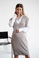 В'язана тепла сукня сорочка для вагітних і годуючих мам трикотажна мокко, 5371142-М