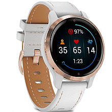 Смарт-годинник Garmin Venu 2S Rose Gold with White Leather Band