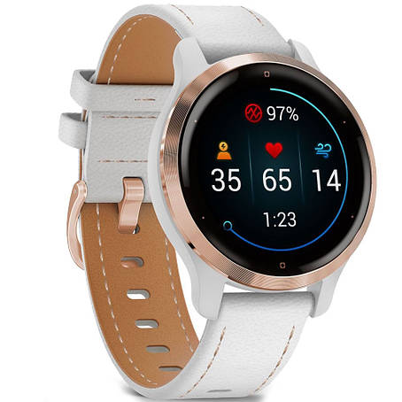 Смарт-годинник Garmin Venu 2S Rose Gold with White Leather Band, фото 1