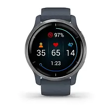 Смарт-годинник Garmin Venu 2 Silver Stainless Steel Bezel with Granite Blue Case and Silicone Band, фото 3