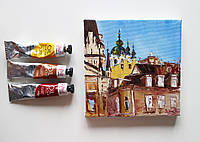 Картина живопись масляными красками Киев Подол Андреевский спуск церковь маленькая картина подарок