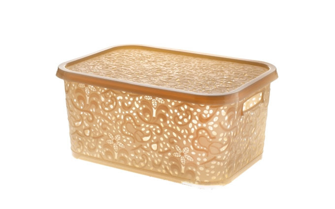 Короб із кришкою 10 л Ажур Бежевий 34*24*16 см Д37
