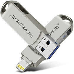 Флешка металева 2в1 64ГБ USB-Lightning для Apple iPhone, iPad, iPod, комп'ютера Microdrive 64GB OTG