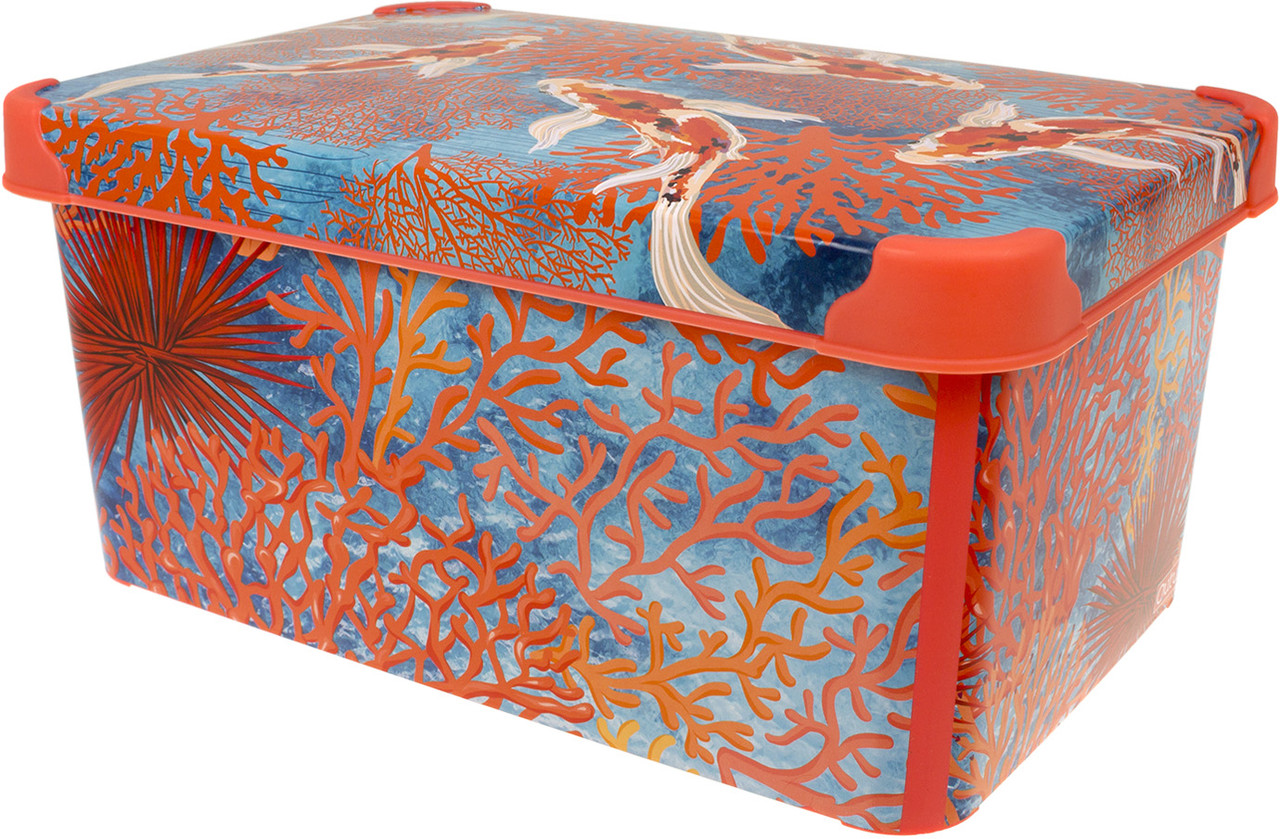 Коробка-бокс пласт. "Qutu Style Box" Coral з кришкою 10л №08086