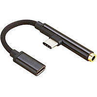 Переходник Сплиттер 2 в 1 USB Type-C 3.5mm AUX Audio Адаптер для Зарядки и прослушивания Музыки Наушники