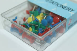 Кнопки канцелярські кольорові коробка 50шт, фото 3