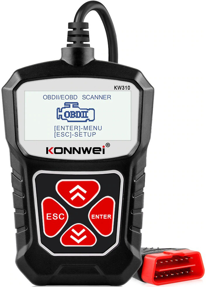 Диагностический автосканер OBD II Konnwei KW310 CAN OBDII + EOBD Code Reader Black - фото 1 - id-p689802314