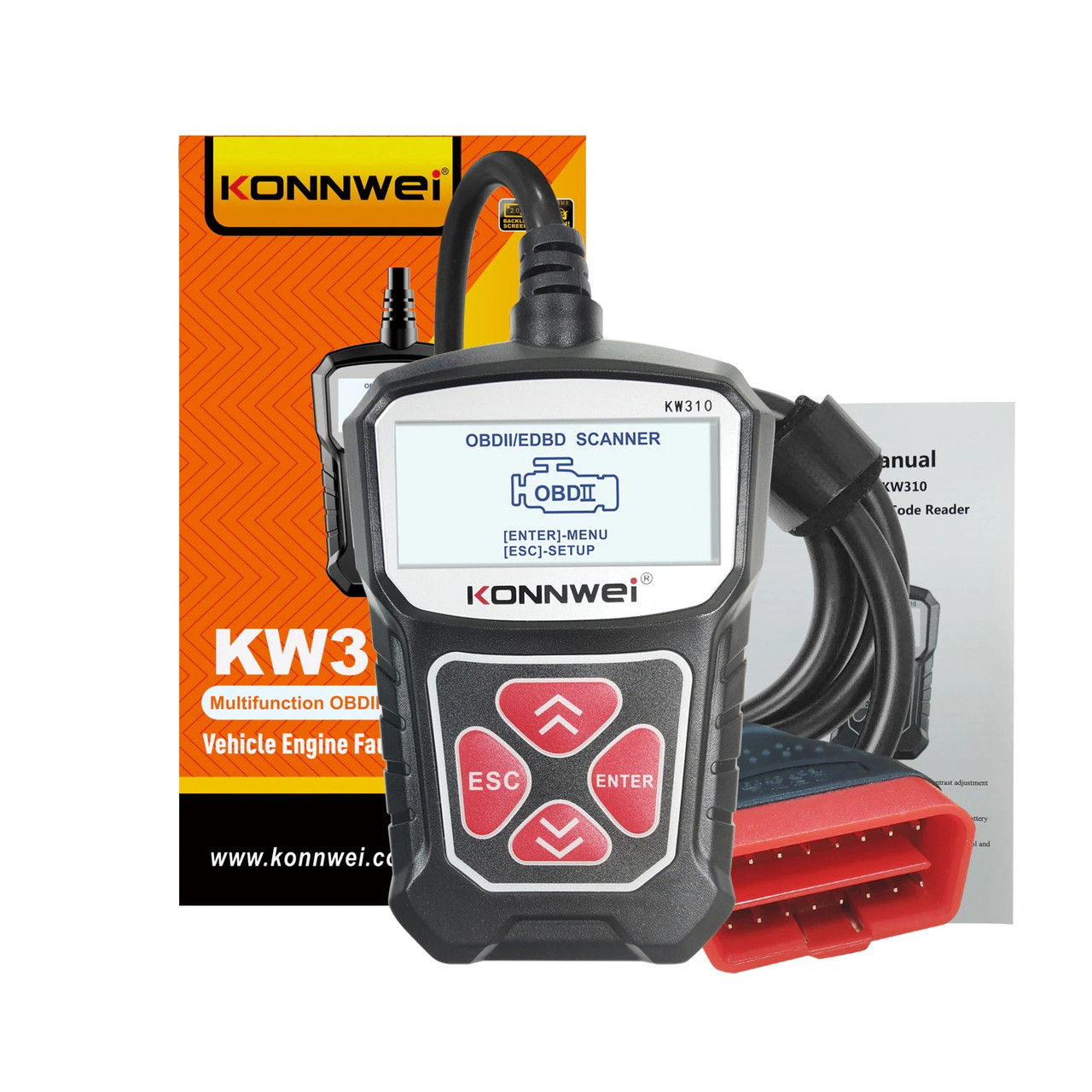 Диагностический автосканер OBD II Konnwei KW310 CAN OBDII + EOBD Code Reader Black - фото 6 - id-p689802314