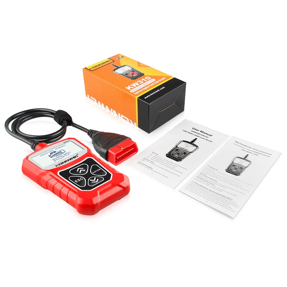 Диагностический автосканер OBD II Konnwei KW310 CAN OBDII + EOBD Code Reader Red - фото 10 - id-p1543743074