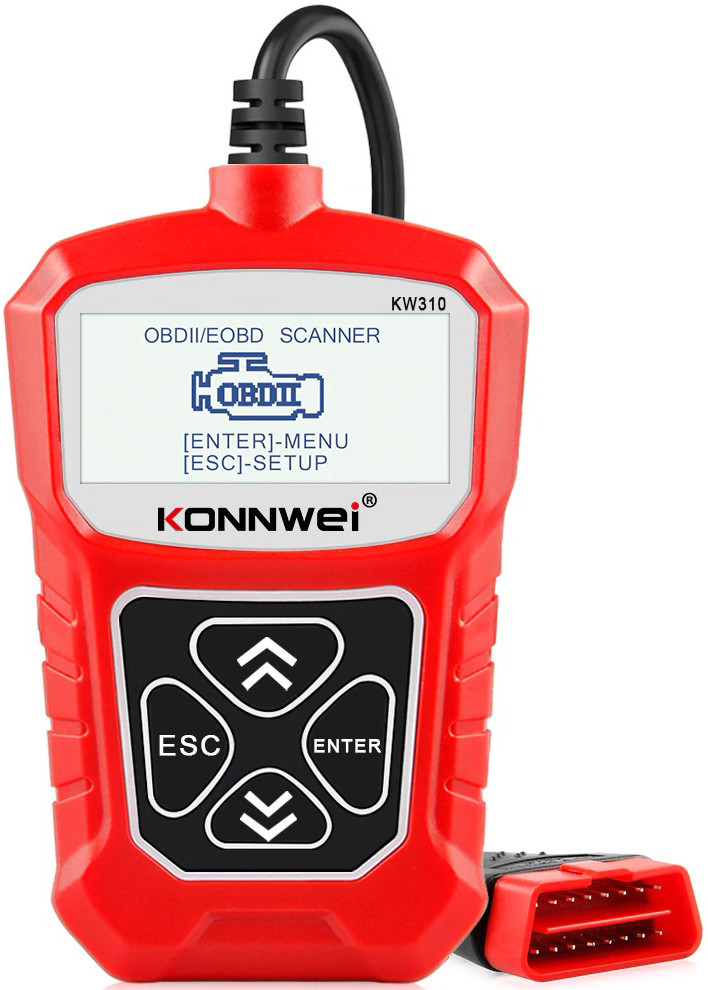 Диагностический автосканер OBD II Konnwei KW310 CAN OBDII + EOBD Code Reader Red - фото 1 - id-p1543743074