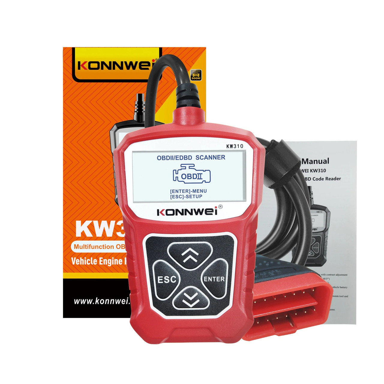 Диагностический автосканер OBD II Konnwei KW310 CAN OBDII + EOBD Code Reader Red - фото 9 - id-p1543743074