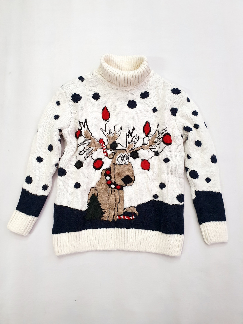 Білий дитячий светр з оленем для хлопчика 2,3,4,5,6 років, фото 1
