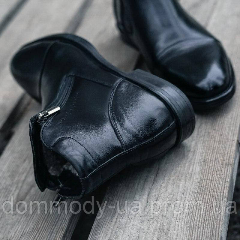 Чёрные зимние мужские ботинки в классическом стиле - фото 3 - id-p1543762154
