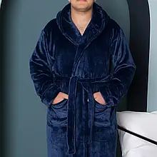 Чоловічий халат махра софт полірування чорний XL, XXL, XXXL