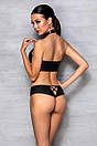 Комплект из эко-кожи: бра и трусики с имитацией шнуровки Nancy Bikini black S/M - Passion, фото 4