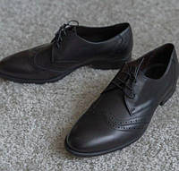 Туфли-броги мужские из натуральной кожи черные