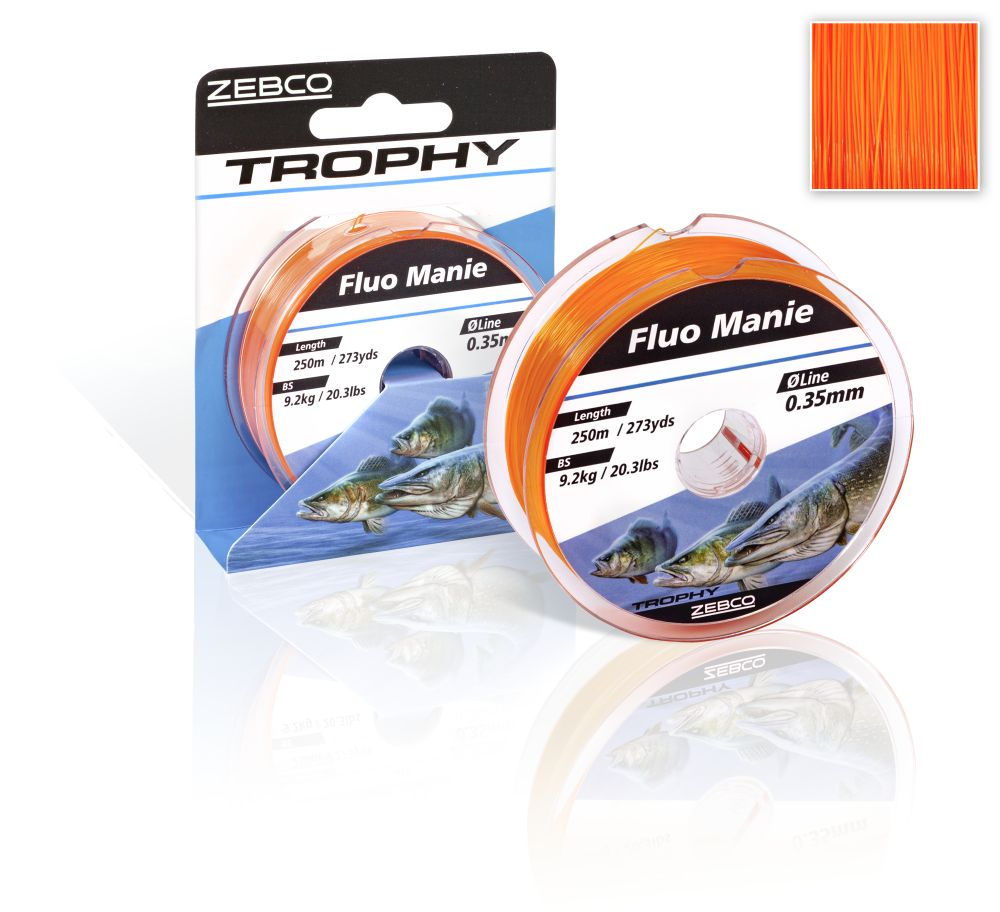 Волосінь Ø0,25mm Zebco Trophy Fluo Manie 300m 328yds 5,0kg, 11,0lbs fluo red