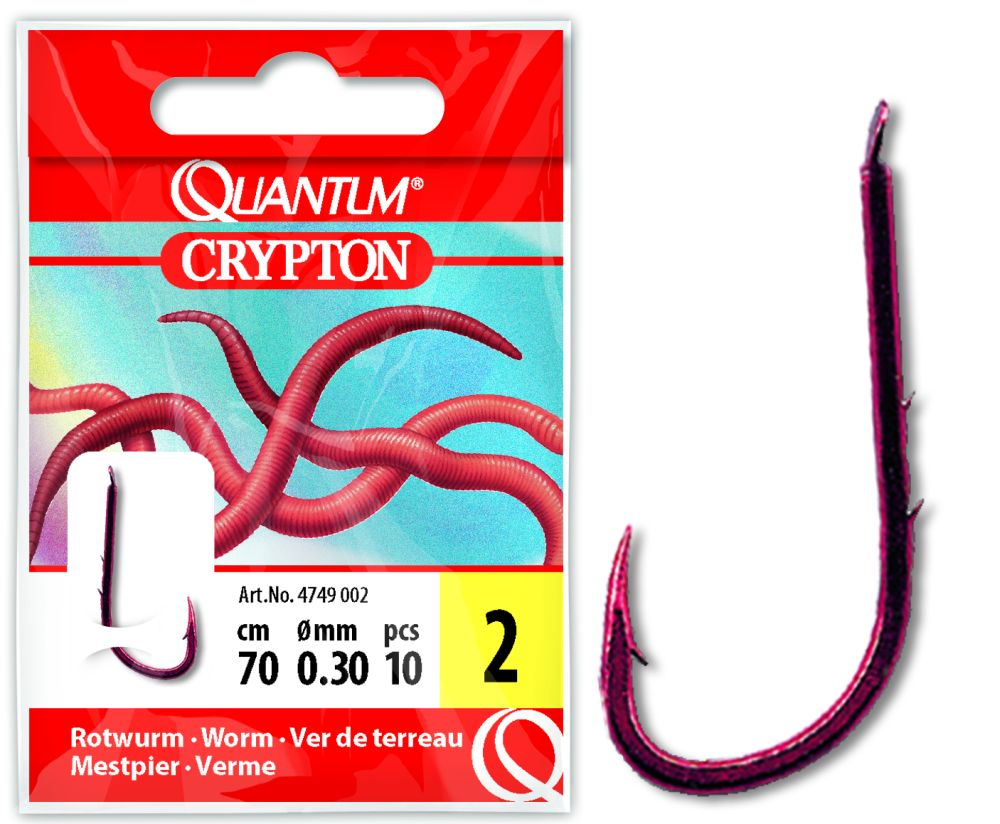 Готові повідці # 10 Quantum Crypton Red Worm hook-to-nylon red 0,20mm 70cm 10pcs