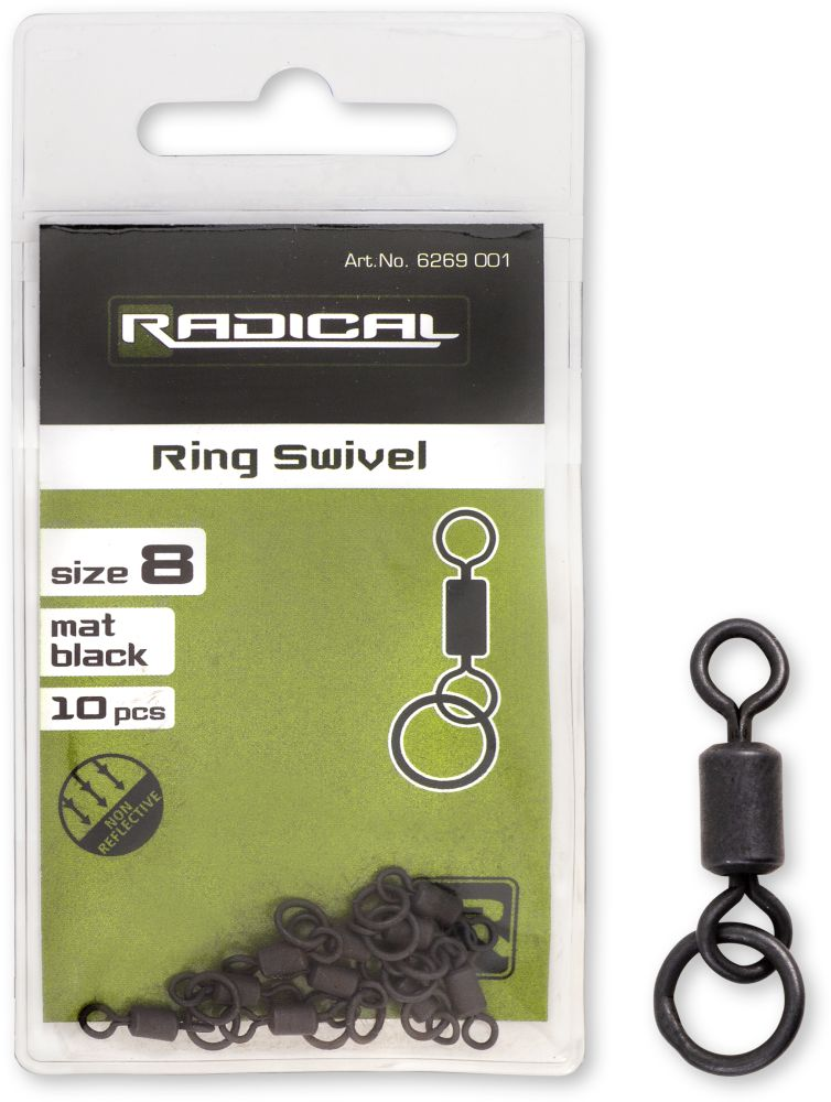Вертлюг з кільцем Radical Ring Swivel mat black non reflective 10pcs, фото 1