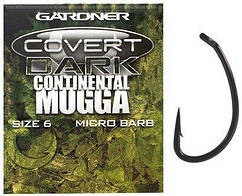 Гачок Gardner Covert Continental Dark Mugga hooks barbed #4 (20шт)