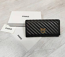 Жіночий гаманець Pinko Пінко в кольорах, гаманці шкіра, гаманець на магніті, брендовий гаманець стьобаний Чорний