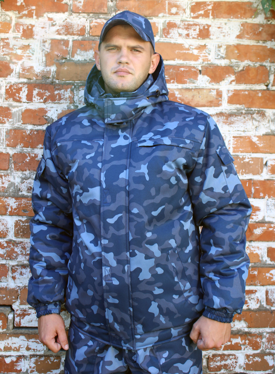 Рабочая зимняя куртка для мужчин "Мистраль" укороченная камуфляж город (МВД) - фото 1 - id-p184041029