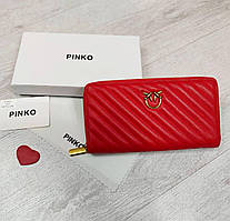 Жіночий гаманець Pinko Пінко в кольорах, гаманці шкіра, гаманець на змійці, брендовий гаманець стьобаний Червоний