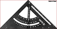 Угольник угломер 90°-45°-45° L= 170 мм с транспортиром и стрелкой YATO YT-70782
