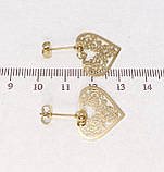 Сережки Xuping TTM Stainless Steel колір 14K пусети "Сердечки", фото 3