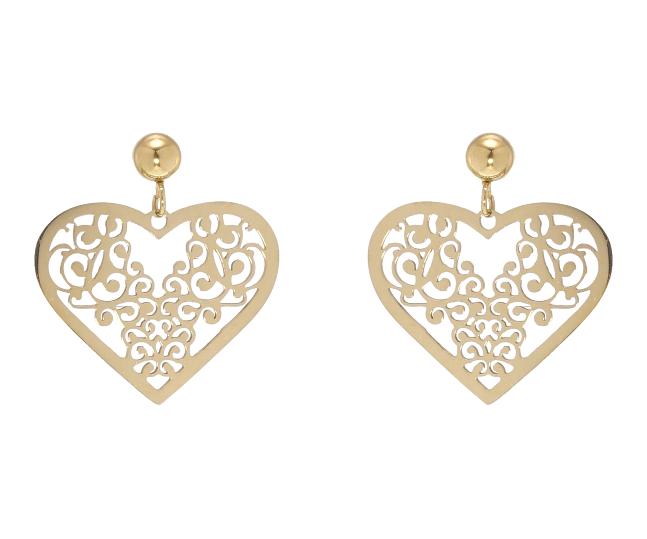 Сережки Xuping TTM Stainless Steel колір 14K пусети "Сердечки"