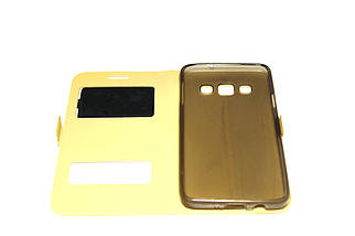 Шкіряний чохол-книжка для Samsung Galaxy A3 A300 золотистий, фото 2