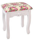 Візажний Гримерний стіл для макіяжу білий косметичний столик з дзеркалом і червоним пуфиком В-011 Дзеркало, фото 8