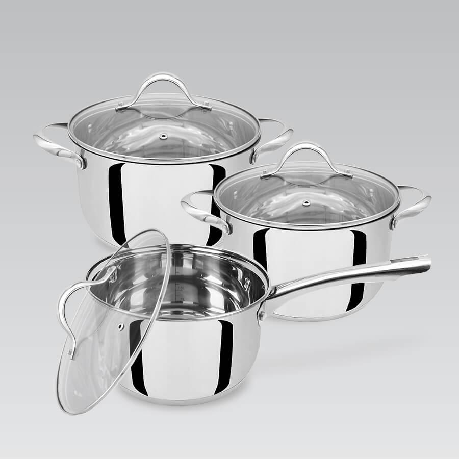 Набір кухонного посуду Maestro MR-3519-6M, 6 предметів нержавіюча сталь, для індукції, фото 1