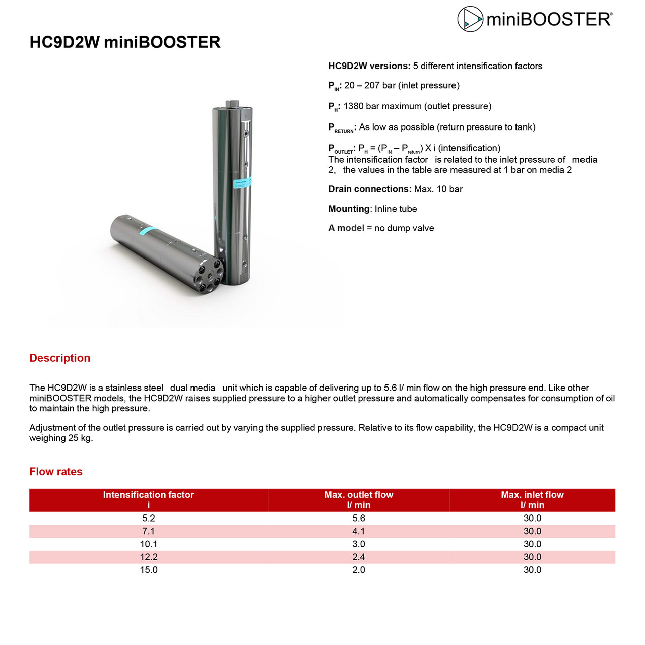 Мультипликатор двойного действия miniBOOSTER HC9D2W - фото 2 - id-p1544009385