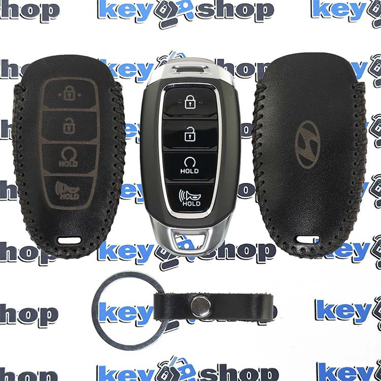 Чехол смарт ключа Hyundai (Хундай) 4 кнопки (кожаный) - фото 1 - id-p1544023086