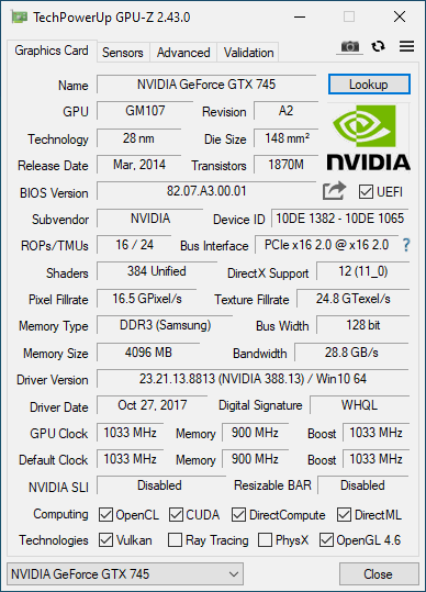 Nvidia gtx 745 4gb best sale