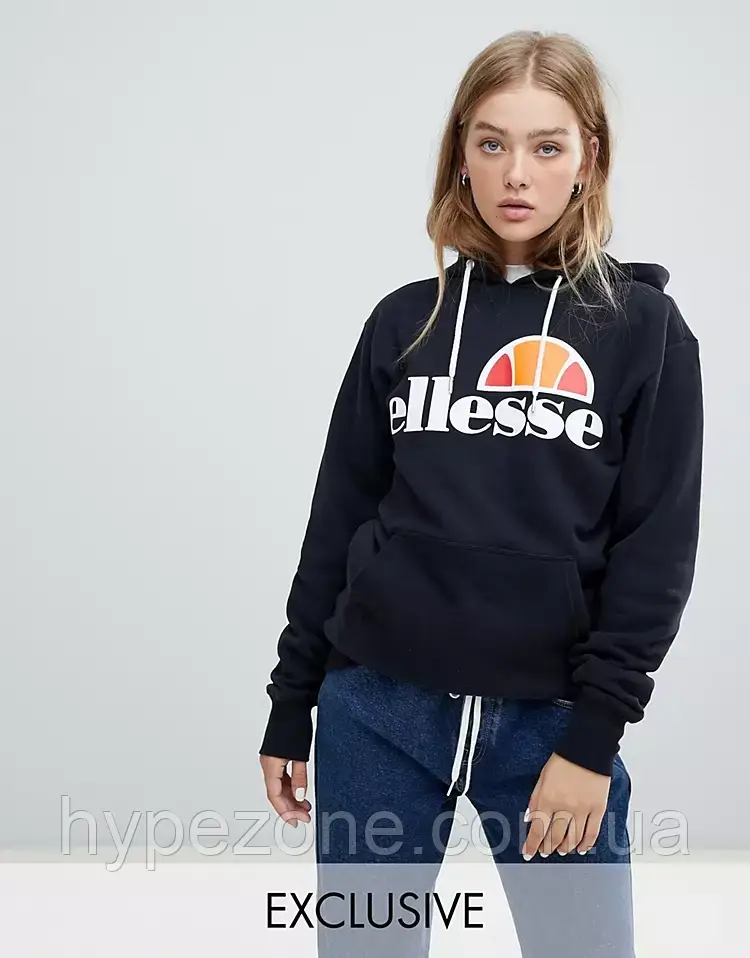 Кенгурушка Ellesse Sweatshirt Світшот з капюшоном Елліс утеплена Кофта з принтом Еліс на осінь, зиму, весну
