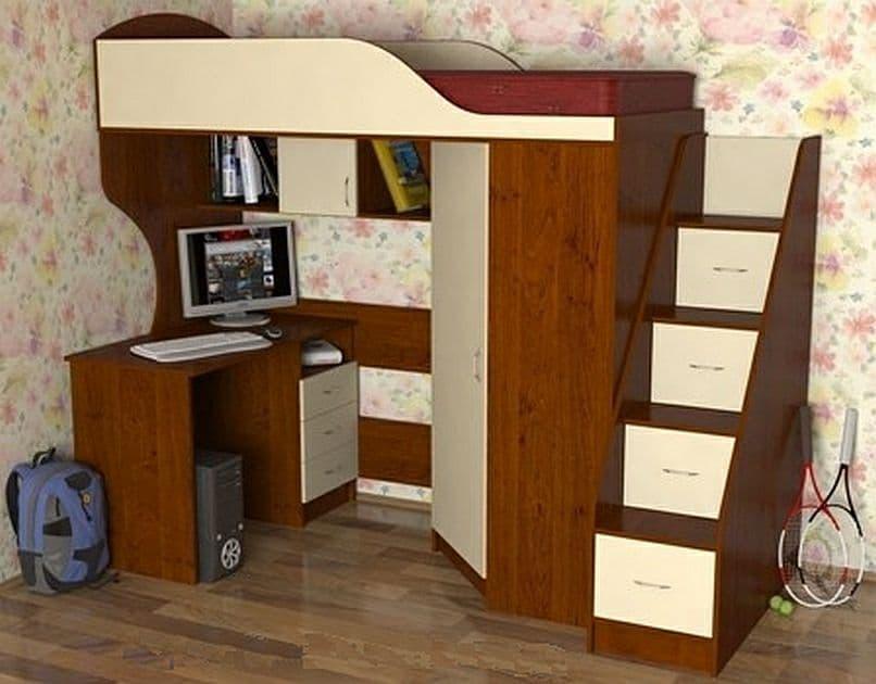 Ліжко горище з шафою і столом, фото 1