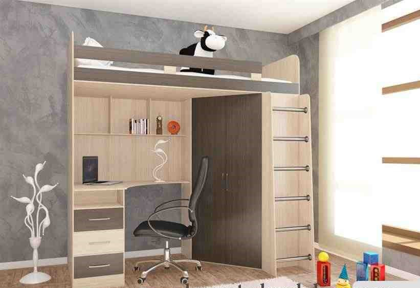 Ліжко горище з робочим місцем і шафою, фото 1