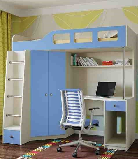 Ліжко горище з робочим місцем і шафою, фото 1