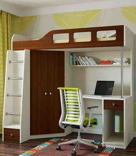 Ліжко горище з робочим місцем і шафою, фото 1