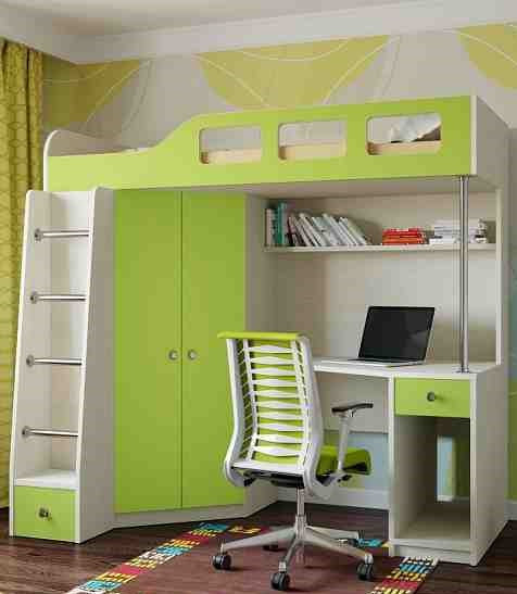 Ліжко горище з робочим місцем і шафою, фото 1