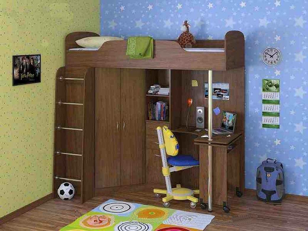 Ліжко горище з робочим місцем і шафою, фото 1