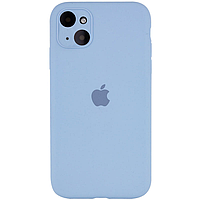 Силиконовый чехол Full Silicone Case для iPhone 13 6.1" c закрытым низом и защитой камеры Голубой