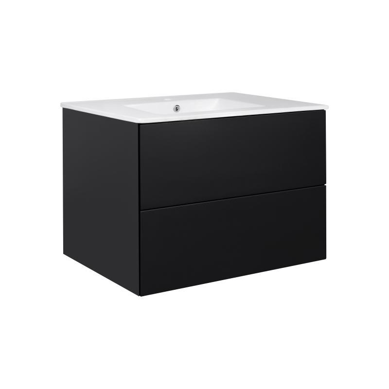 Комплект Qtap Tern 800х580х437 Matt black тумба підвісна + мийка врізна QT1772TPL8023080CMB